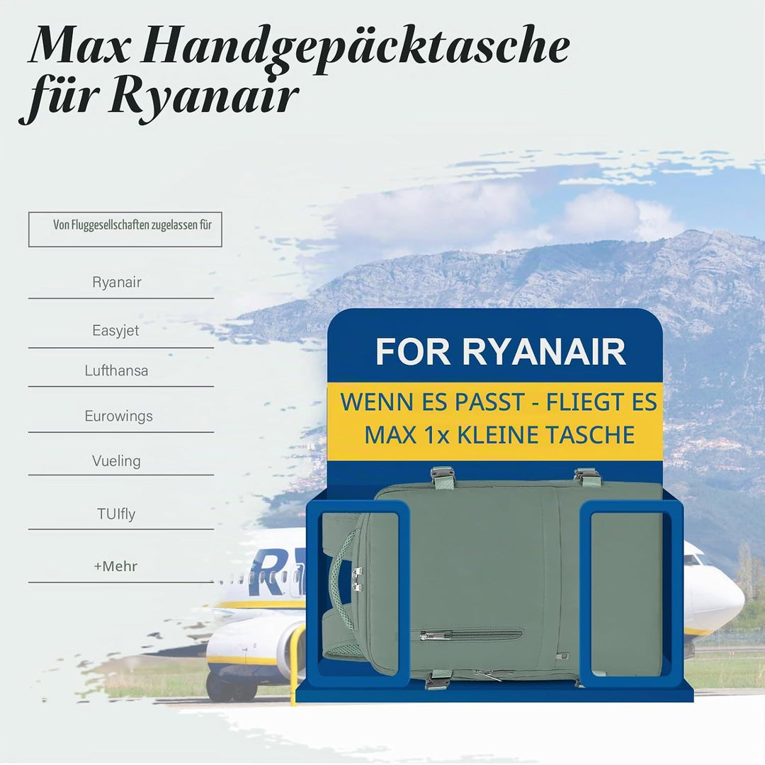 VMIKIV für Ryanair Handgepäck 40x20x25 Rucksack Flugzeug,Reiserucksack Klein Handgepäck Tasche,Carry