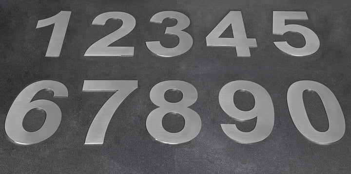 Klebe-Hausnummer aus Edelstahl | Nº 3 | 160 x 95 mm | Für Innen- und Aussenwände, Tore oder Türen |