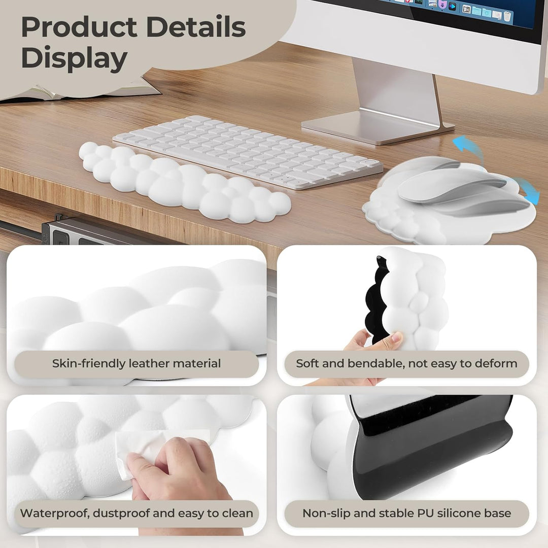 Handgelenkauflage Weiss, Ergonomisches Wolke Handauflage Tastatur Mit PU Leder Memory Schaum, Wrist