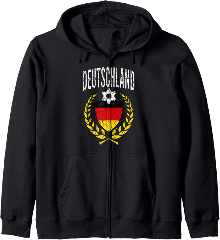 German Soccer Jersey Styled Laurel - Fussball Fan Support Kapuzenjacke