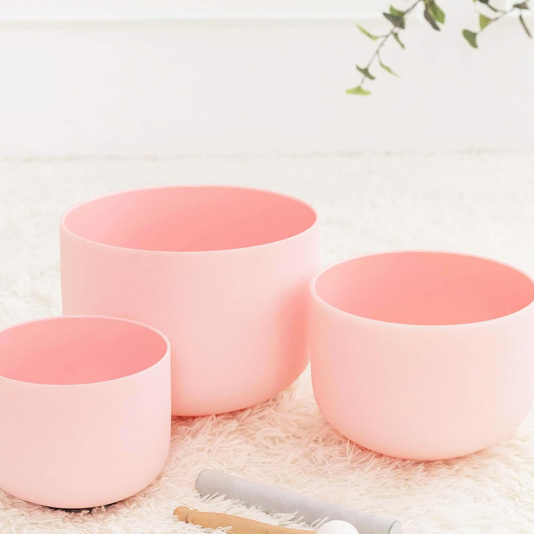 Hye-eun 7-teilig Kristall Klangschalen 432 Hz Rosa Quarzkristall Klangschale Set 7zoll-12zoll(17,8-3