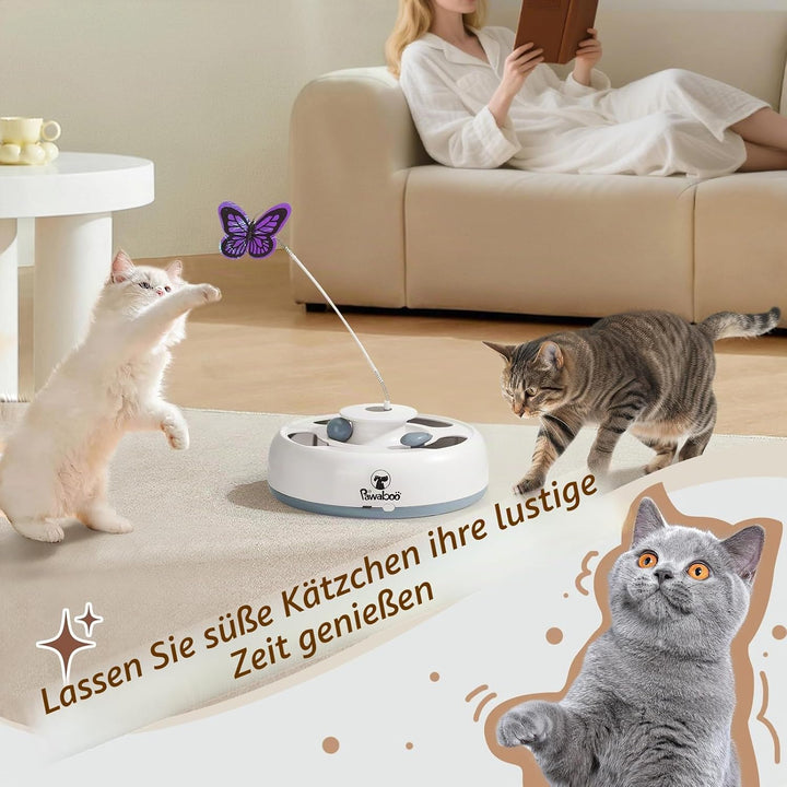 Pawaboo Automatisches Interaktives Katzenspielzeug, Kätzchenspielzeug mit Flatternden Schmetterlinge