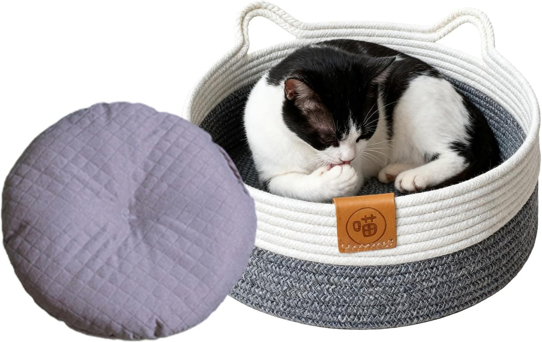 Bett Für Katzen,Waschbares Nest Mit Matte - Schlafbett Und Runder Katzenkorb,für Indoor e Alle Jahre
