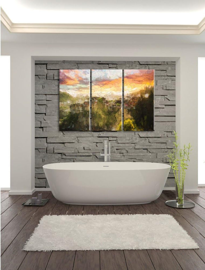 Pixxprint Gigantisches Dorf in China als Leinwandbild/Grösse: 3 Teilig (120x80 cm) cm/Wandbild/Kunst