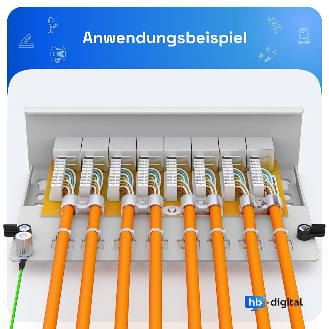 HB-DIGITAL 12-Port Cat 6a LSA Patchpanel, Patchfeld, geschirmt, Weiss Verteilerfeld Cat.6a (500 MHz)