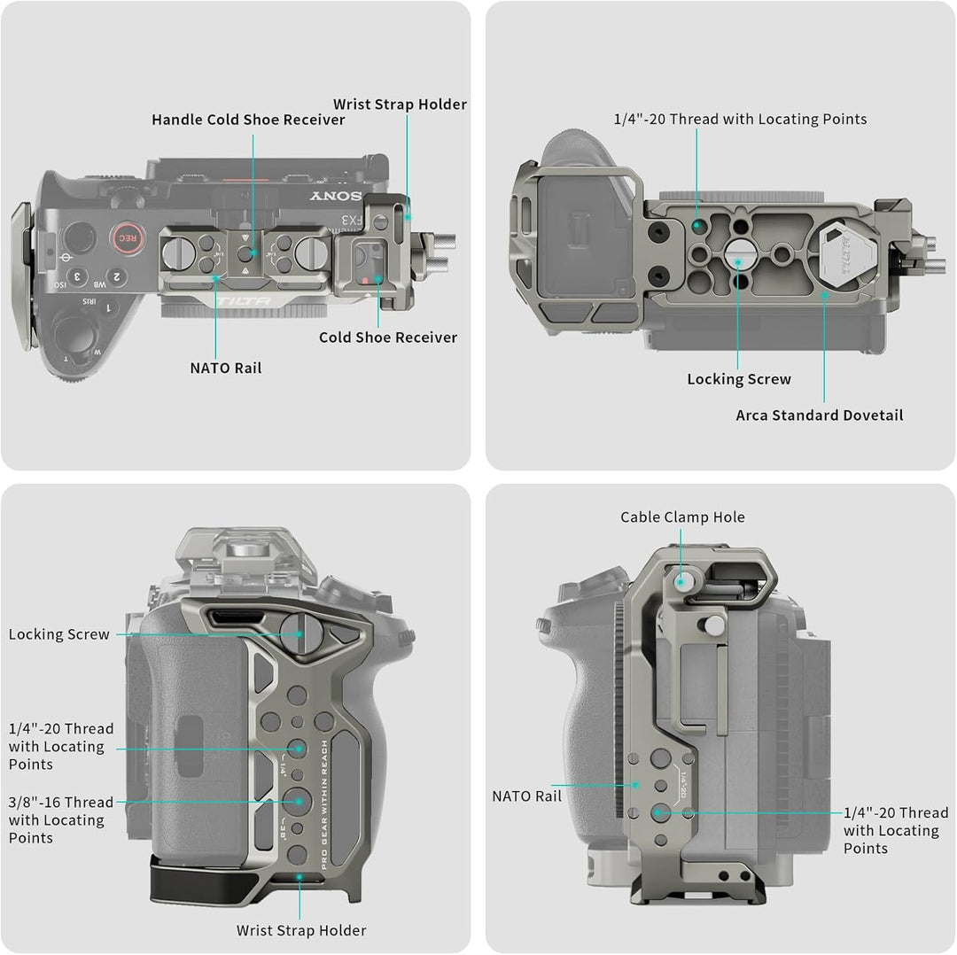 Tilta FX3 FX30 Cage, komplettes Kameragehäuse kompatibel mit Sony FX3/FX30 Basic Kit mit HDMI Kabelk