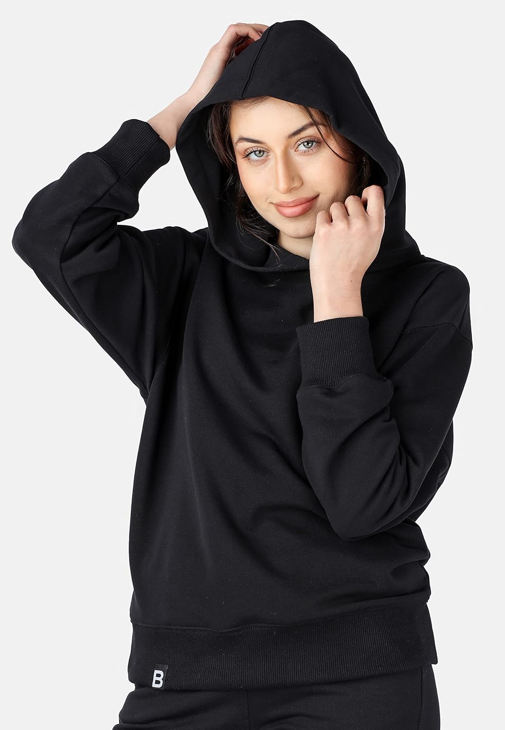 Bellivalini Kapuzenpullover lang Damen Hoodie Sportanzug Oberteil Jogging Pullover BLV210 XS Schwarz