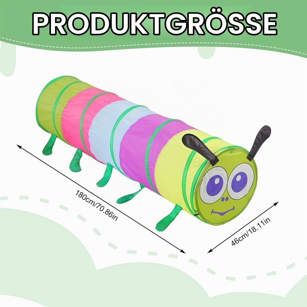 WDKXCN Tunnel Kinder, Spieltunnel für Kinder, 46 x 180 cm Faltbar Krabbeltunnel Outdoor, Farbe Spiel