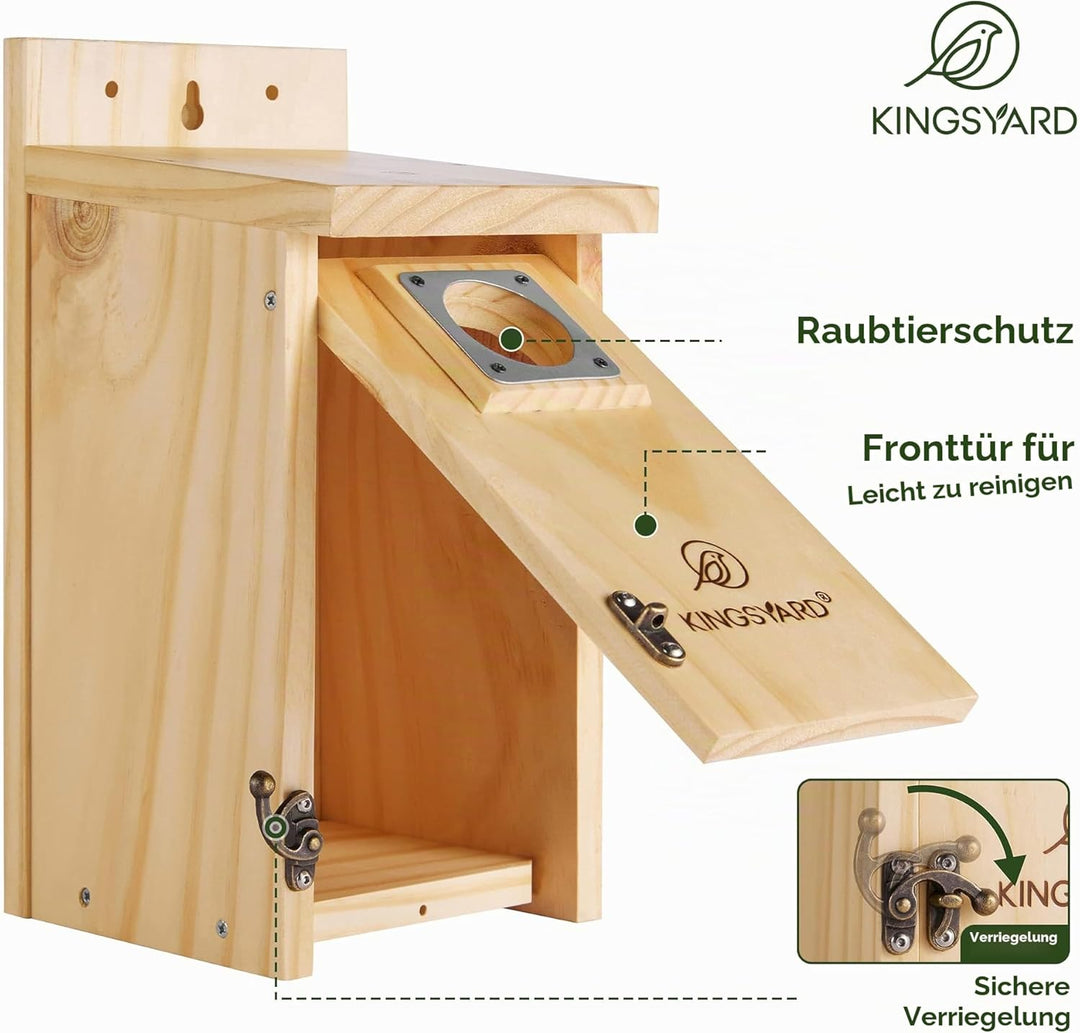 Kingsyard Blaues Vogelhaus für draussen - Klassisches Holz-Vogelhaus mit Raubtierschutz für Blaukehl
