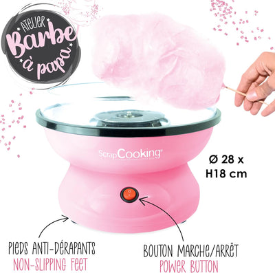 ScrapCooking 3900 Zuckerwattemaschine Cotton Candy Factory Ø 28 cm, Mit Stäbchen, Messlöffel, Süsse