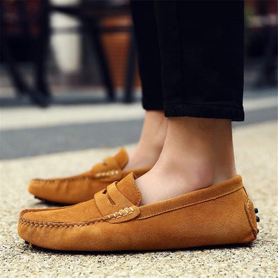 Jamron Herren Wildleder Penny Loafers Gemütlich Fahrende Schuhe Mokassin Slippers 42 EU Bräunen, 42