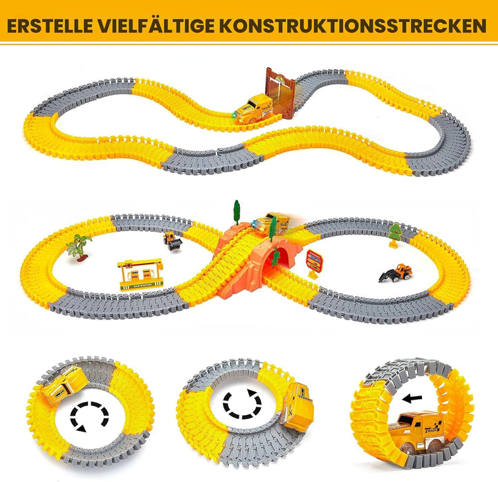 OR OR TU 342Stück Rennstrecke Spielzeug ab 3 4 5 6 jahre Kinder Auto Rennbahn Autobahn Eisenbahn 2 E