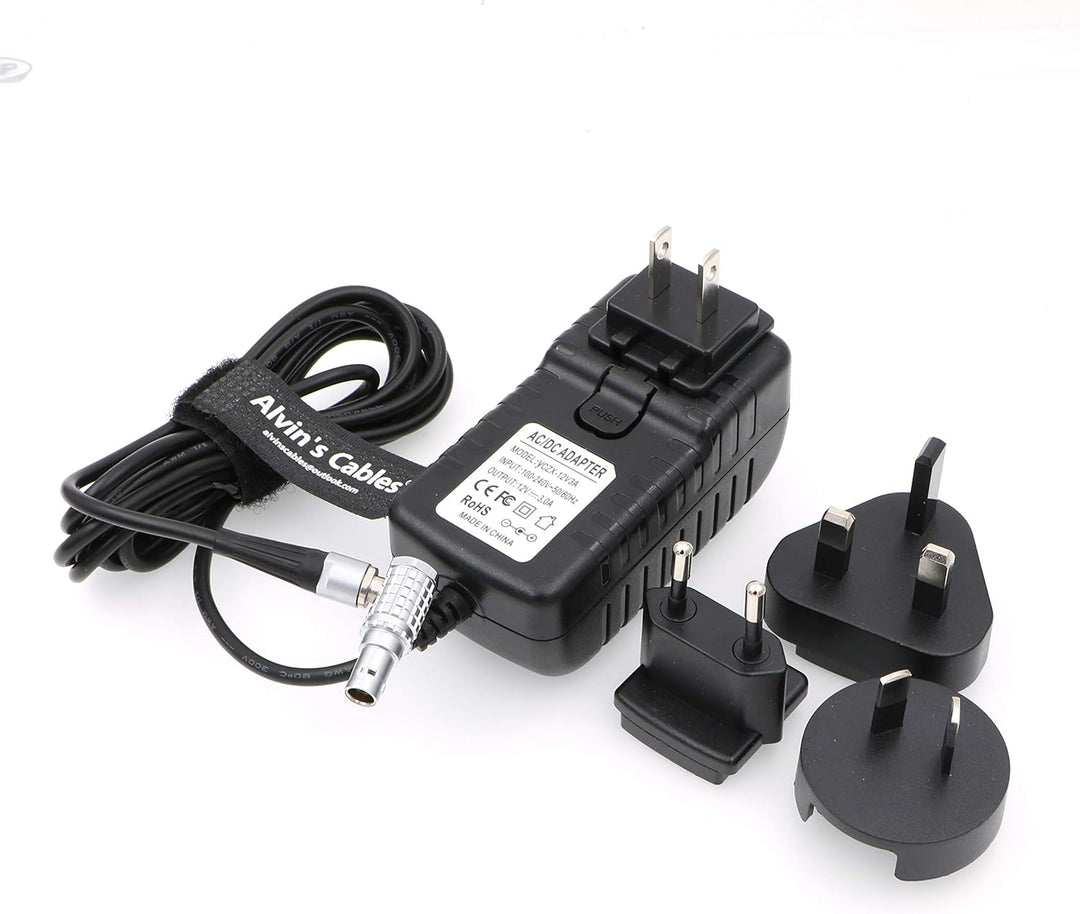 Alvin's Cables Teradek Power Adapter Konverterkabel Rechtwinklig 2 Pin auf Universal AC mit US UK EU