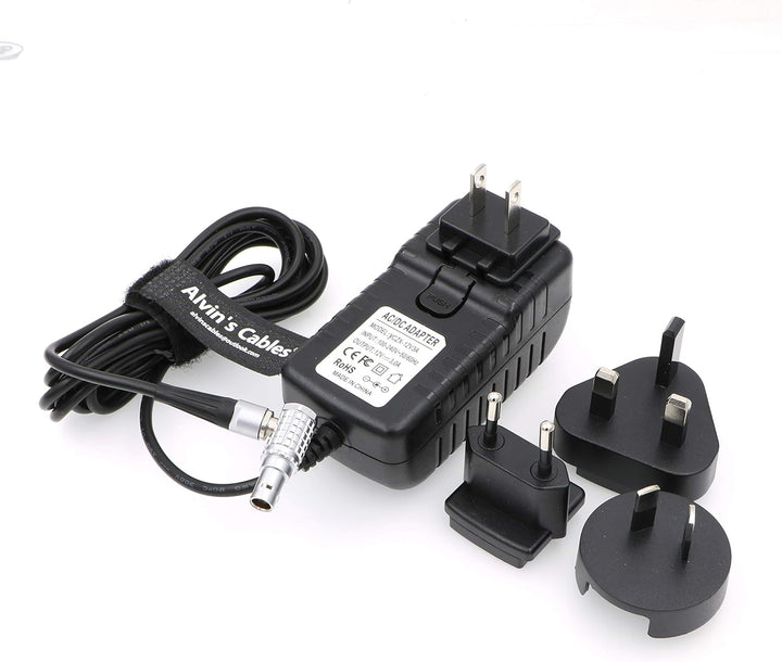 Alvin's Cables Teradek Power Adapter Konverterkabel Rechtwinklig 2 Pin auf Universal AC mit US UK EU