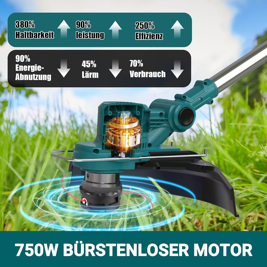 Akku Rasentrimmer für Makita Akku, Rasentrimmer mit Akku 21V×4.0Ah, Freischneider &amp; Motorsense- Inkl