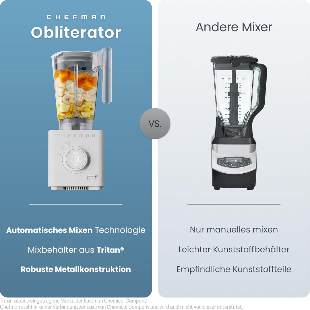 Chefman Obliterator 1.2L Standmixer für Smoothies, 1350W Motor zum Zerkleinern von Eis, Nüssen und g