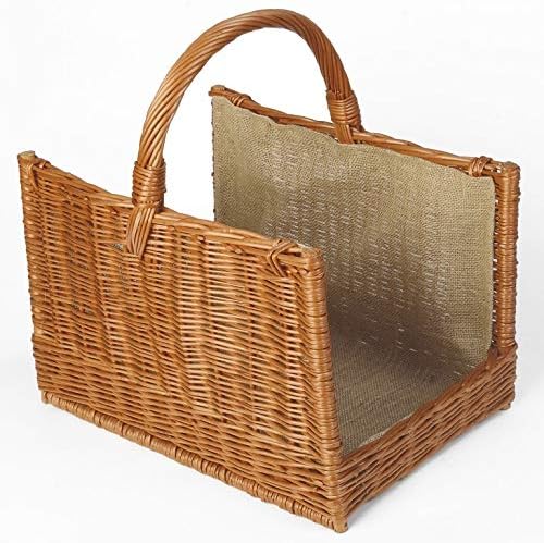 Weidenprofi Weidenkorb mit Jute, Holzkorb aus heller Weide, eckig mit Tragegriff, ca. 50 x 35 cm x 1