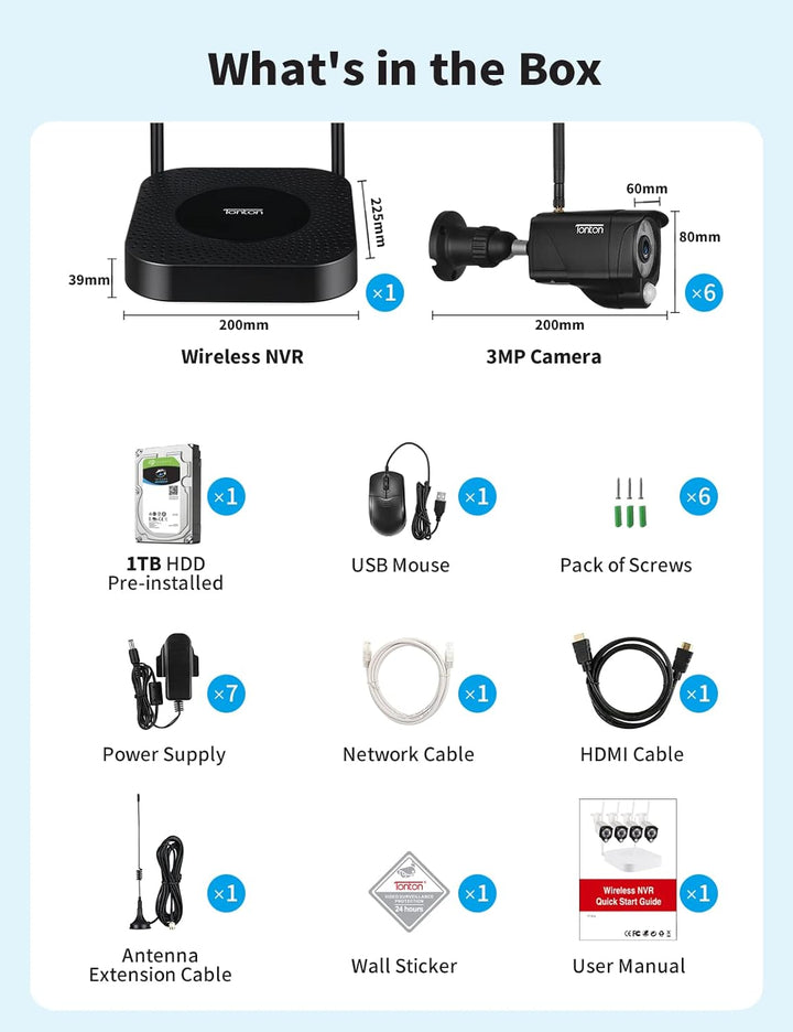2K WLAN Überwachungskamera Set Aussen mit Flutlicht, 10CH 5MP Funk NVR Überwachungssystem, 6pcs 1296