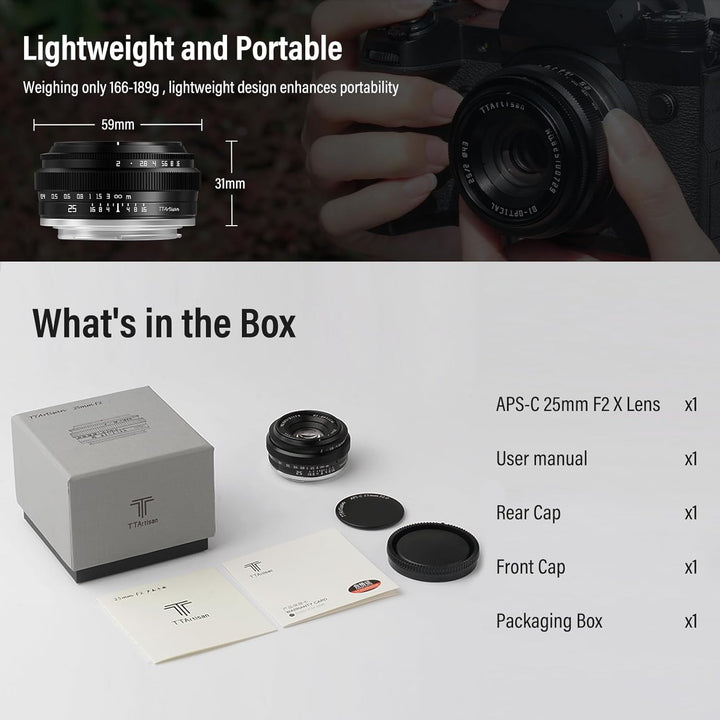 TTARTISAN 25mm F2 Kameraobjektiv Camera Lens für Fuji X-Mount APS-C Manuelles Tragbares Pancake-Obje