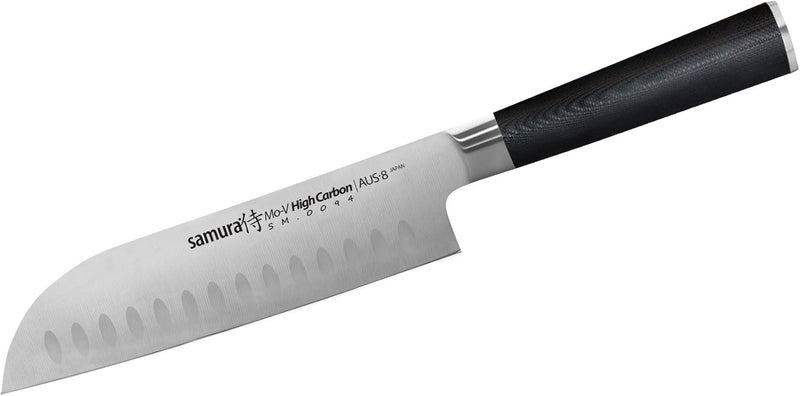 SAMURA MO-V Profi Santokumesser Ultra-scharf, gross, aus japanisch AUS 8 Edelstahl, 18 cm Klinge, mi