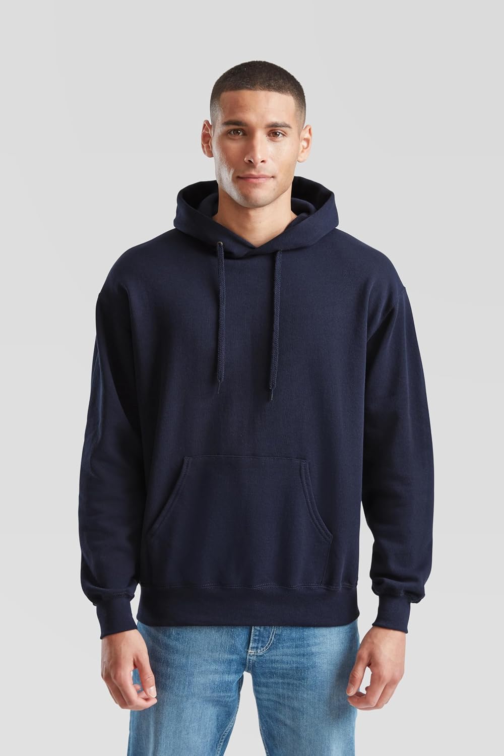 Fruit of the Loom Herren Kapuzenpullover S Deep Navy + Gratis Myshirt Stoffbeutel, S Deep Navy + Gra