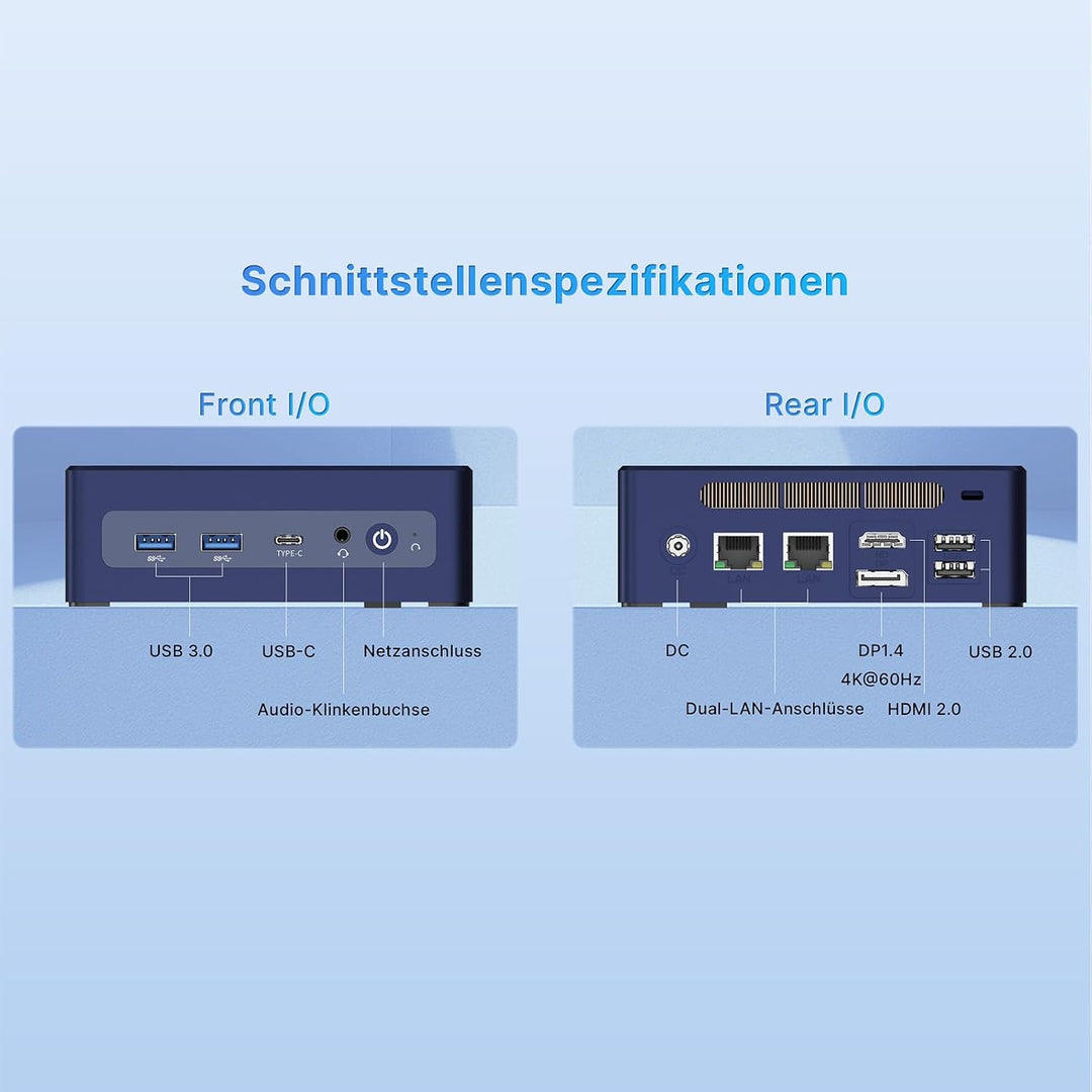 wo-we H8 Mini PC,mit Intel Core3 304 8GB LPDDR5 256GB SSD hellbraun, hellbraun