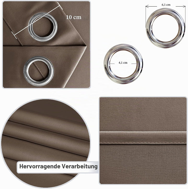 DWCN Raumteiler Vorhang Blickdicht Khaki Raumtrenner Ösenschal 1 Stück Verdunklungsvorhang für Wohnz