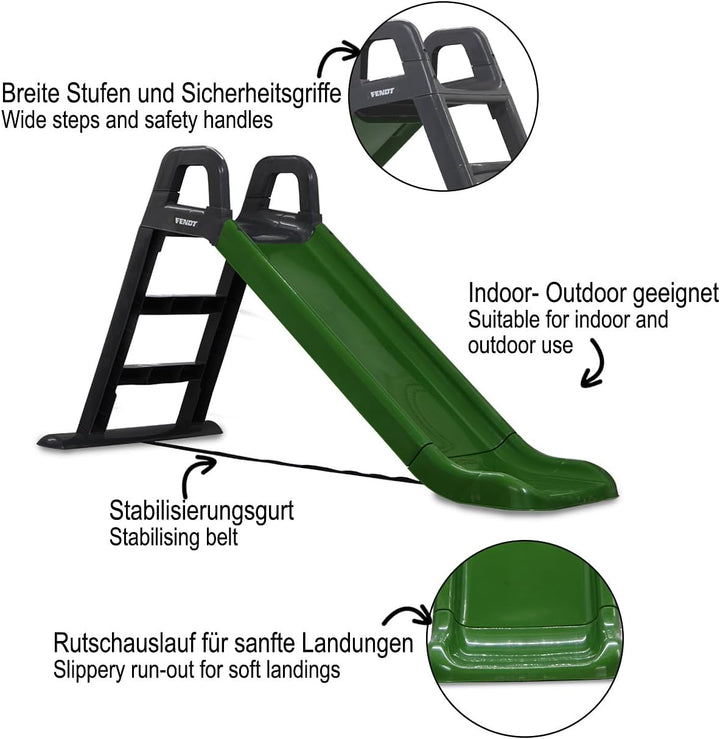 JAMARA 460354 - Fendt Rutsche - aus robustem Kunststoff, Rutschauslauf für sanfte Landungen, breite