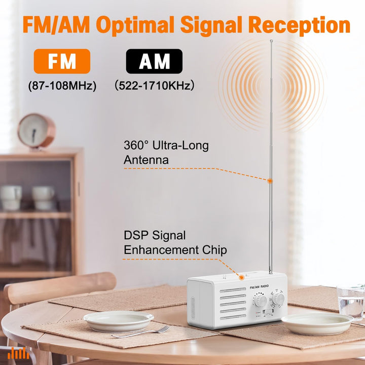 Transistorradio – AM FM Tragbares Radio mit Bestem Empfang, Eingebautem Lautsprecher, Kopfhöreransch