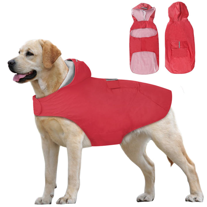 Idepet Regenmantel für Hunde mit Kragenloch Wasserdicht Reflektierend Winddicht Poncho Regenjacke mi