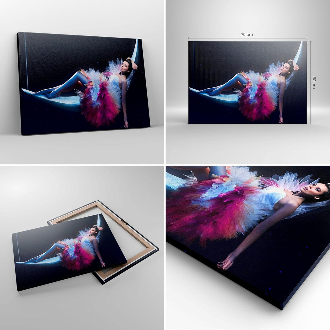 Bilder auf Leinwand Frau Geheimnis Kleid elegant Leinwandbild 70x50cm Wandbilder Dekoration Wohnzimm