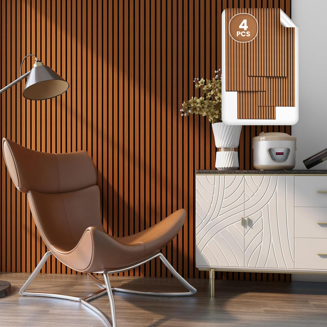 NEU.HOLZ Akustik Wandpaneele Vang 4er Set Wandverkleidung zum Kleben und Schrauben 2,88 m² Holzfurni