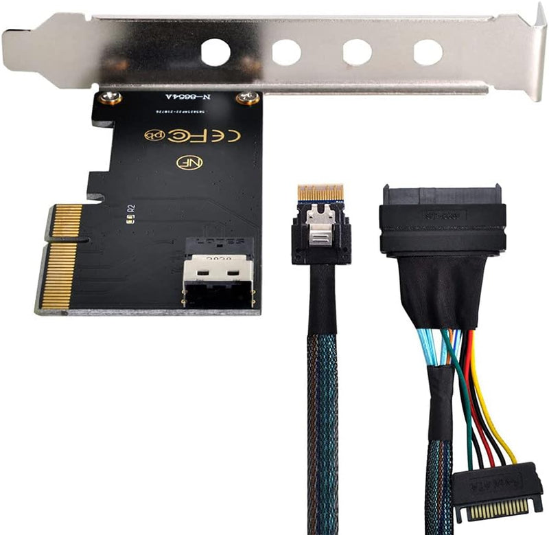 Xiwai PCI-E 3.0 4.0 auf SFF-8654 Slimline SAS-Kartenadapter und U.2 U2 SFF-8639 NVME PCIe SSD-Kabel