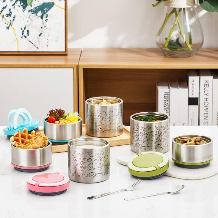 Lille Home Vakuum Isoliertes stapelbares Edelstahl Thermal Mittagessen/Snackbox, 2-stufige Bento/Leb