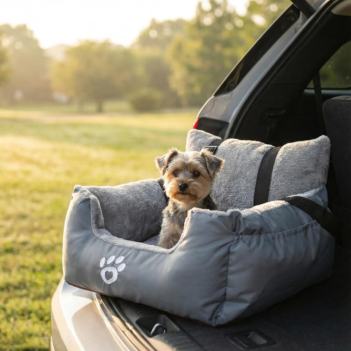 FAREYY Autositz für Kleine Hunde Katzen mit Aufbewahrungstasche und Sicherheitsleine, Wasserdicht Wa