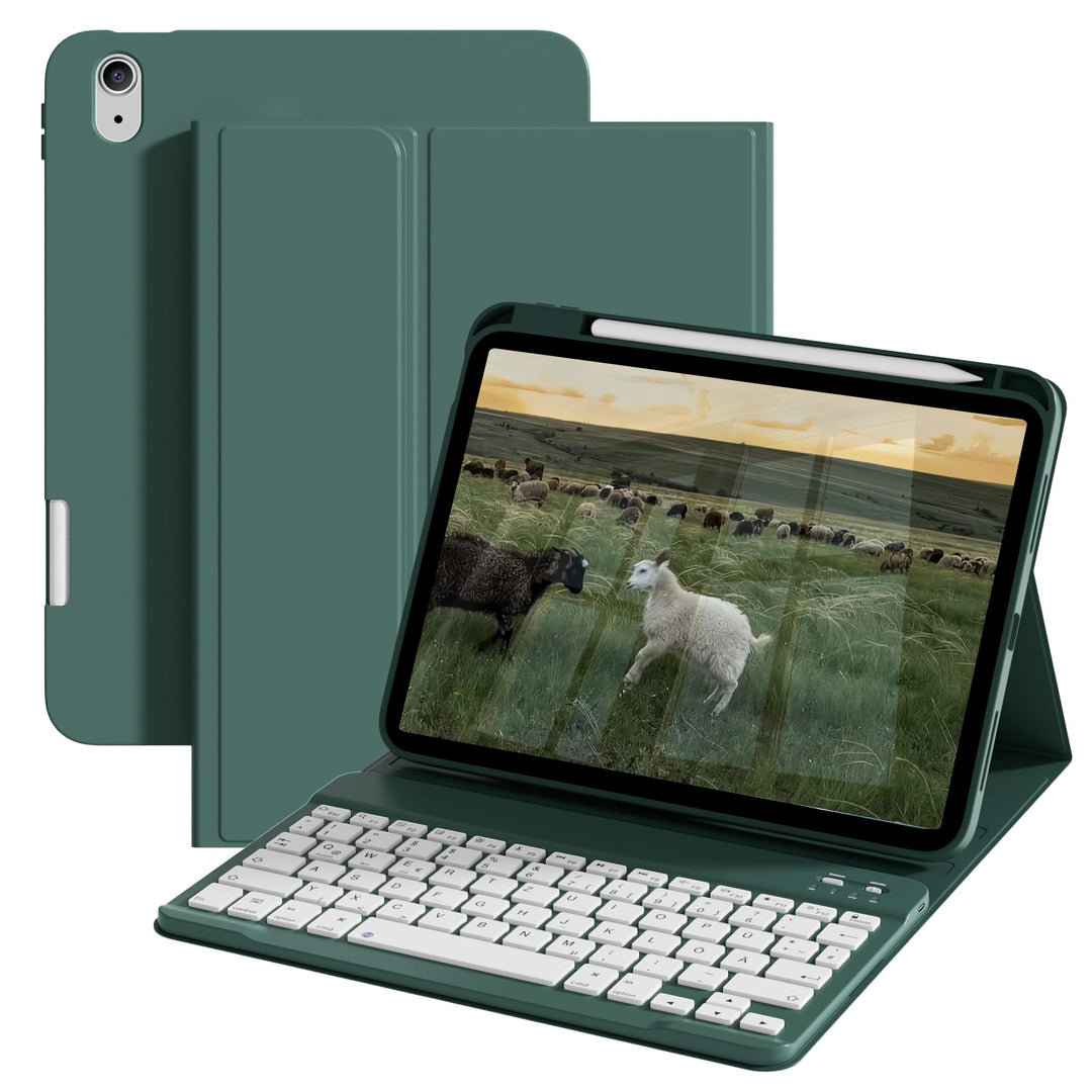 Hülle mit Tastatur für iPad A16 11 Generation2025/10 Generation 2022, (11/10.9 Zoll), 7-farbige Magn
