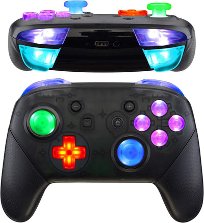 eXtremeRate DTFS LED Tasten Kit für Switch Pro Controller, 9 Modi 6 Bereiche Leuchttasten Thumbstick