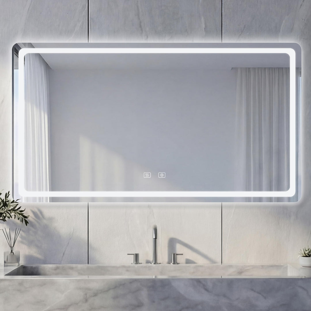 Badspiegel mit Beleuchtung - Wandspiegel mit 3 Farben & Dimmbare Helligkeit, Touch-Schalter mit Anti
