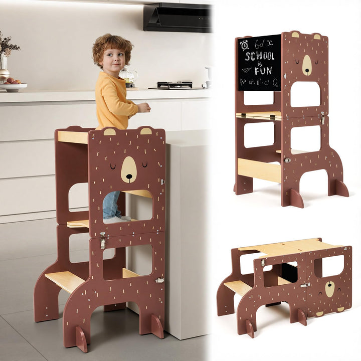 labebe lernturm ab 1 Jahr, Grossformat Montessori Lernturm klappbar, 3 in 1 Multifunktion Learning T
