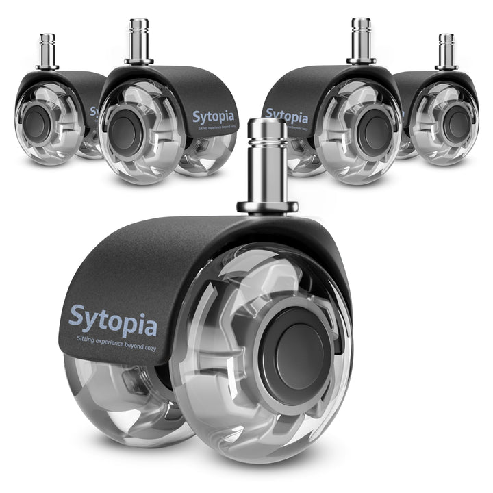 Sytopia Universal Bürostuhlrollen, 5er Set Bürostuhl Rollen 11x22MM, Perfekte Leise Gummirollen für