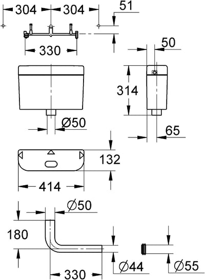 Ap-Spülkasten, 6L, Badmöbel England PS Einzelbett, Einzelbett