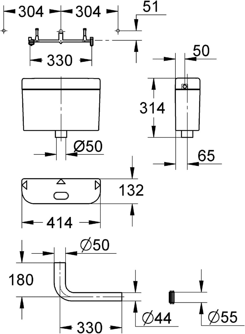 Ap-Spülkasten, 6L, Badmöbel England PS Einzelbett, Einzelbett