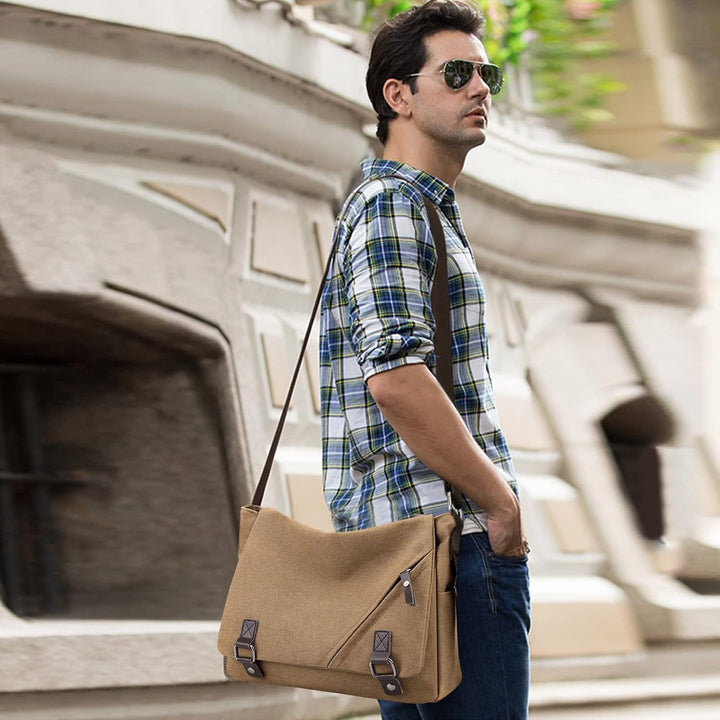 NICOLE & DORIS Umhängetasche Herren Damen Schultertasche Segeltuch Messenger Bag Arbeitstasche Lapto