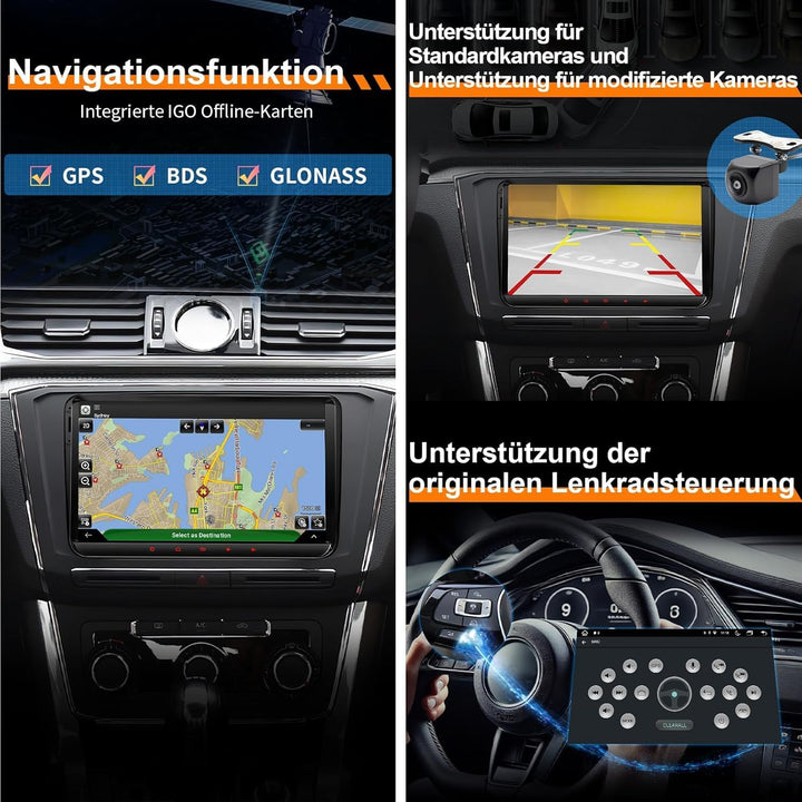 9’’ DAB Autoradio Android 14 für Golf 5/6, VW T5, Polo 6R, 4GB+64GB Wireless CarPlay, Android Auto,