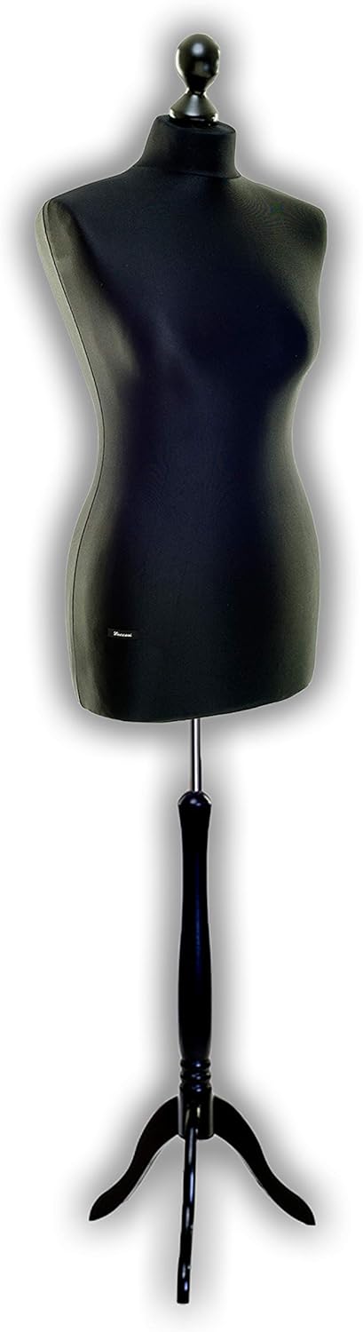 LUCCESI Schneiderpuppe | Grössen S - XL (Female Torso Size: M/L (38-40) | Bezug schwarz | Standfuss