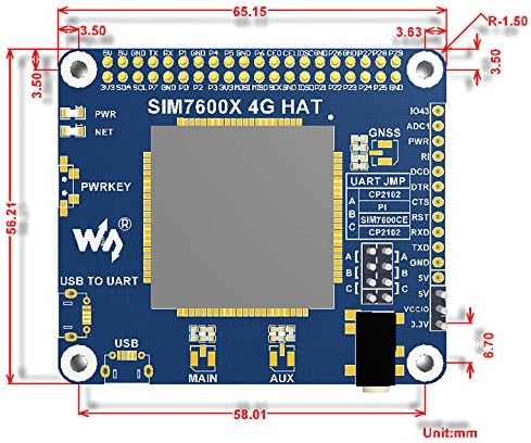 coolwell 4G/3G/2G/GSM/GPRS/GNSS Hat Based SIM7600E-H for Raspberry Pi/Jetson Nano Support LTE CAT4 f