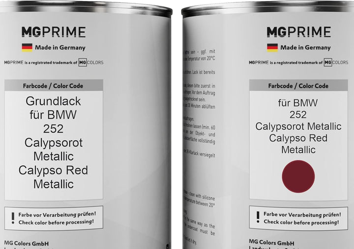 MG PRIME Autolack Set Dose spritzfertig für BMW 252 Calypsorot Metallic/Calypso Red Metallic Grundla