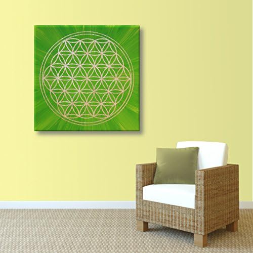 Wandbild Blume des Lebens in Gold "Erfrischung" - Grösse 50cmx50cm - HANDGEMALT - Acrylfarbe auf Lei