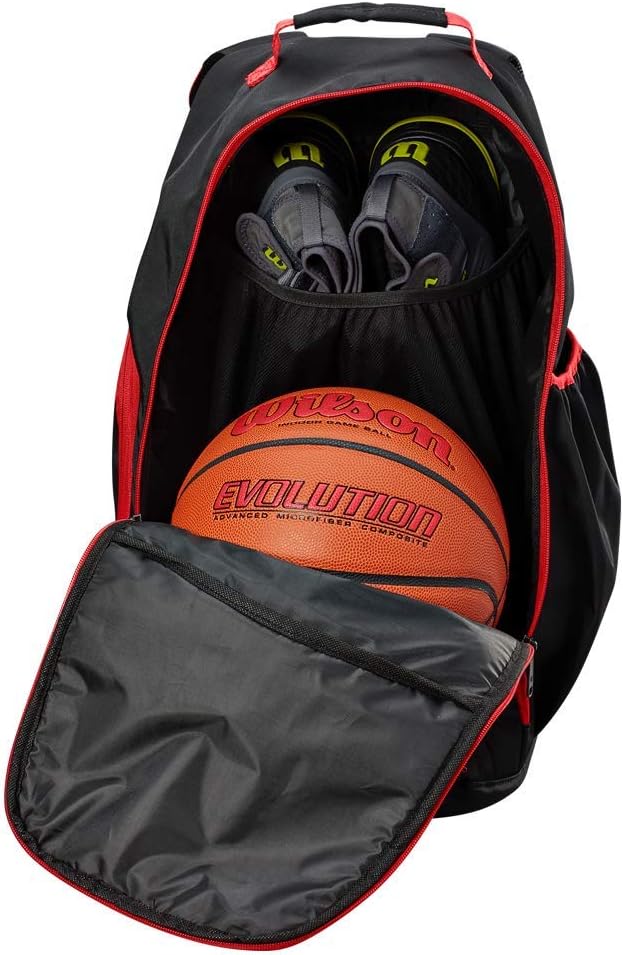 Wilson Unisex-Adult Evolution Backpack BKGY Basketball Schwarz/Rot Rucksack, Schwarz/Rot Rucksack