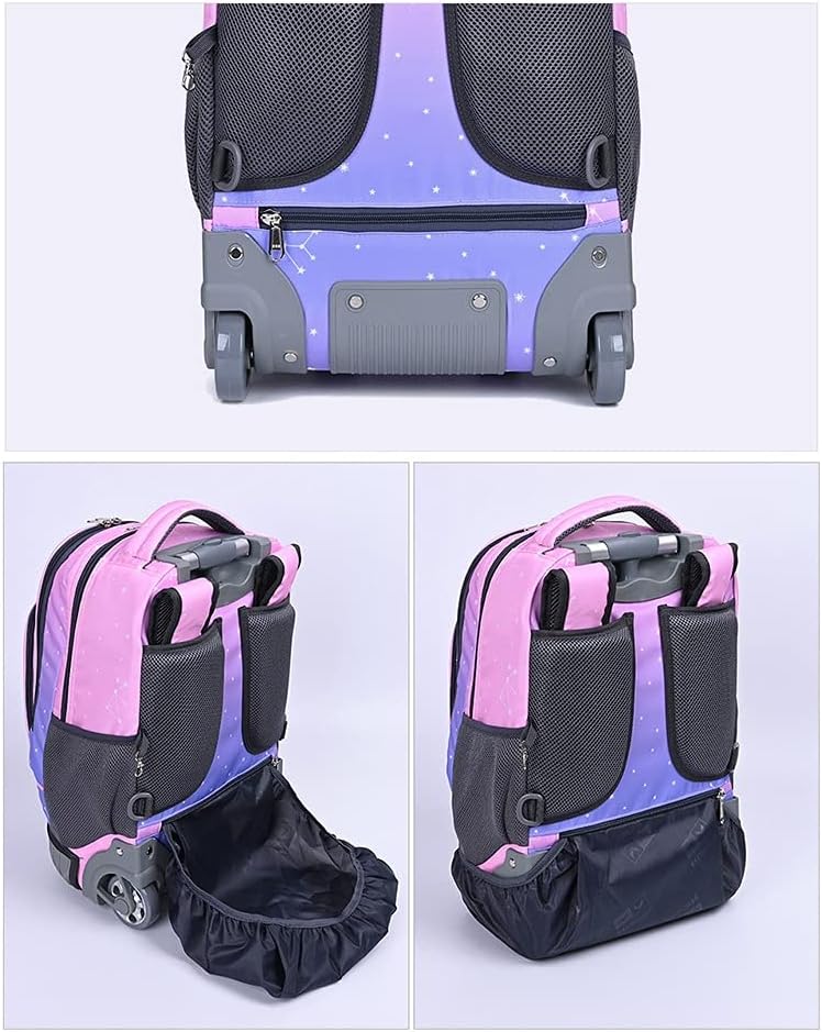 CONPHERON Trolley Rucksack mit Rollen Rolling Schultasche für Mädchen Jungen Schüler Kindergepäck Re